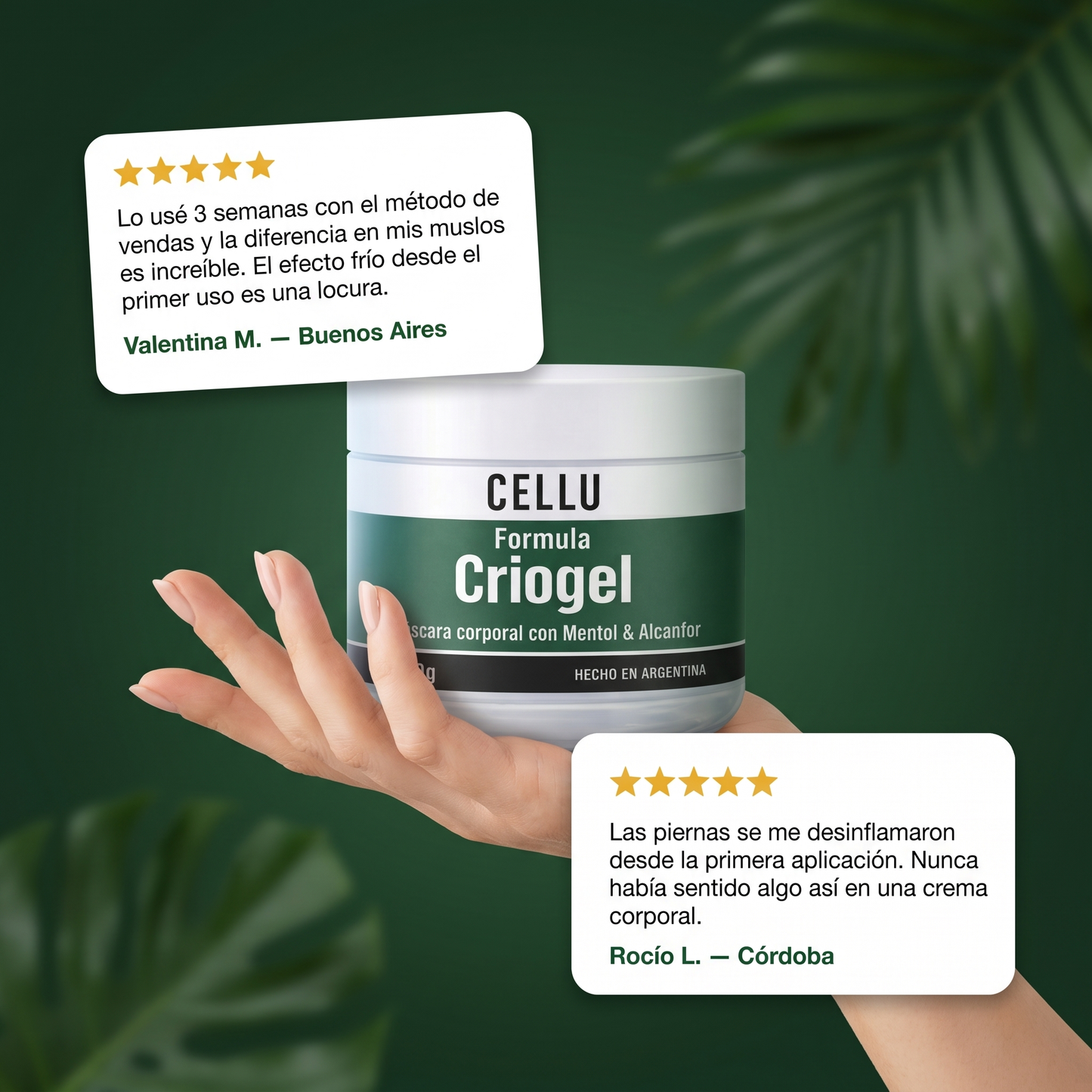 Gel efecto frio reafirmante, anti celulits para el cuerpo.